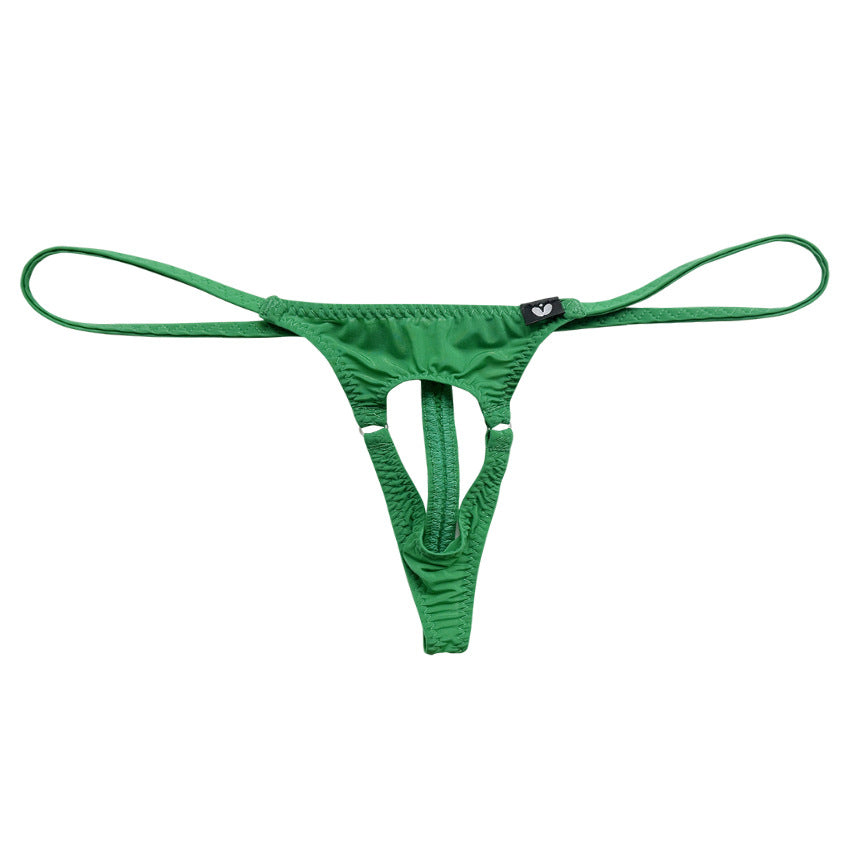 [factory] gay loose ice silk men's Thong pants low waist leaky J underwear sex men's thong