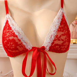 Image of New European and American erotic lingerie lace sexy thong set bow erotic pajamas couple fun lingerie