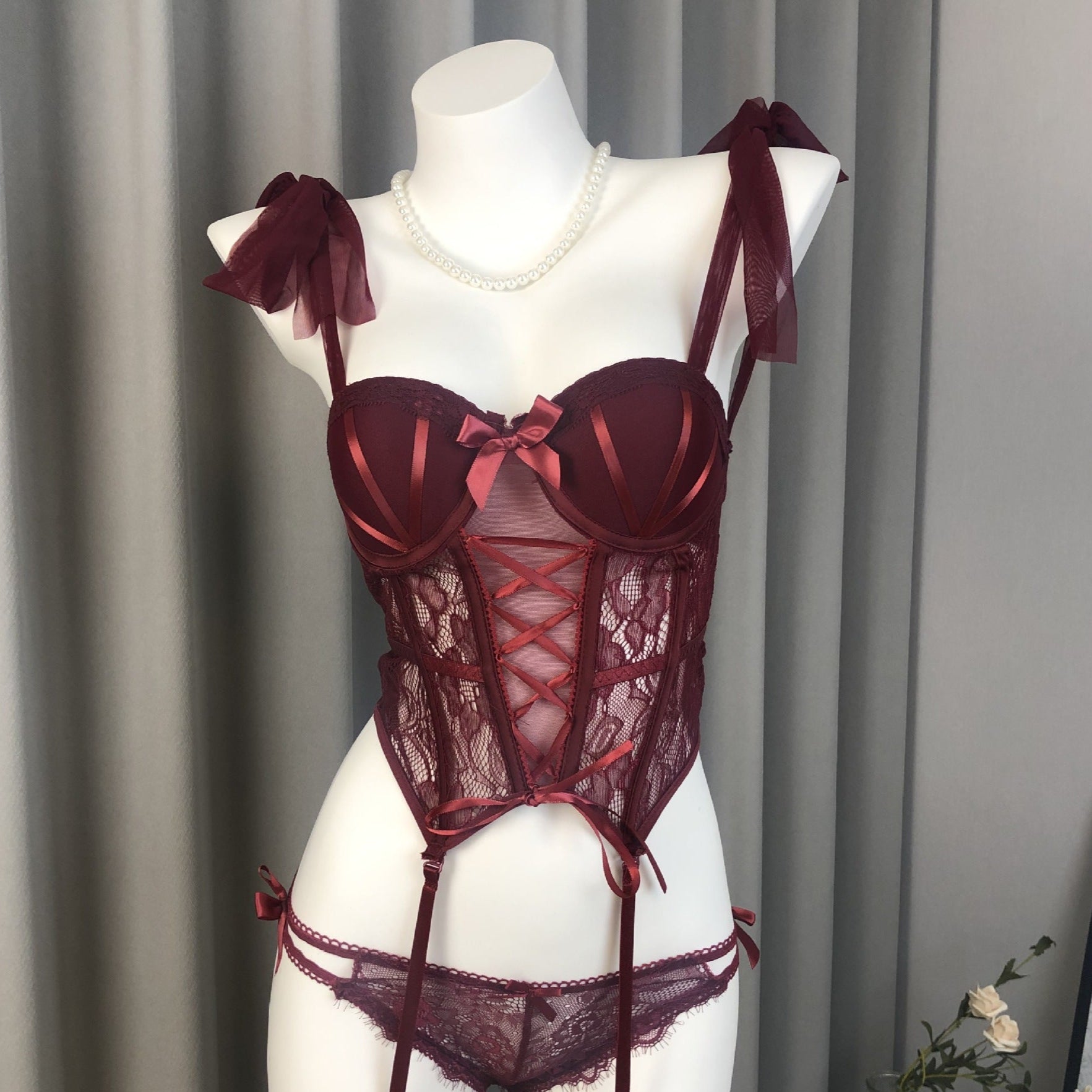 Image of Sexy lingerie bed flirting vest set 2025 new pajamas small breasts show big sexy no clothes temptation