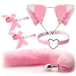 Image of Sex mask ear hairpin backyard anal plug female supplies sm metal fun suit fox tail four-piece set