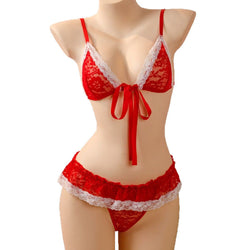 Image of New European and American erotic lingerie lace sexy thong set bow erotic pajamas couple fun lingerie