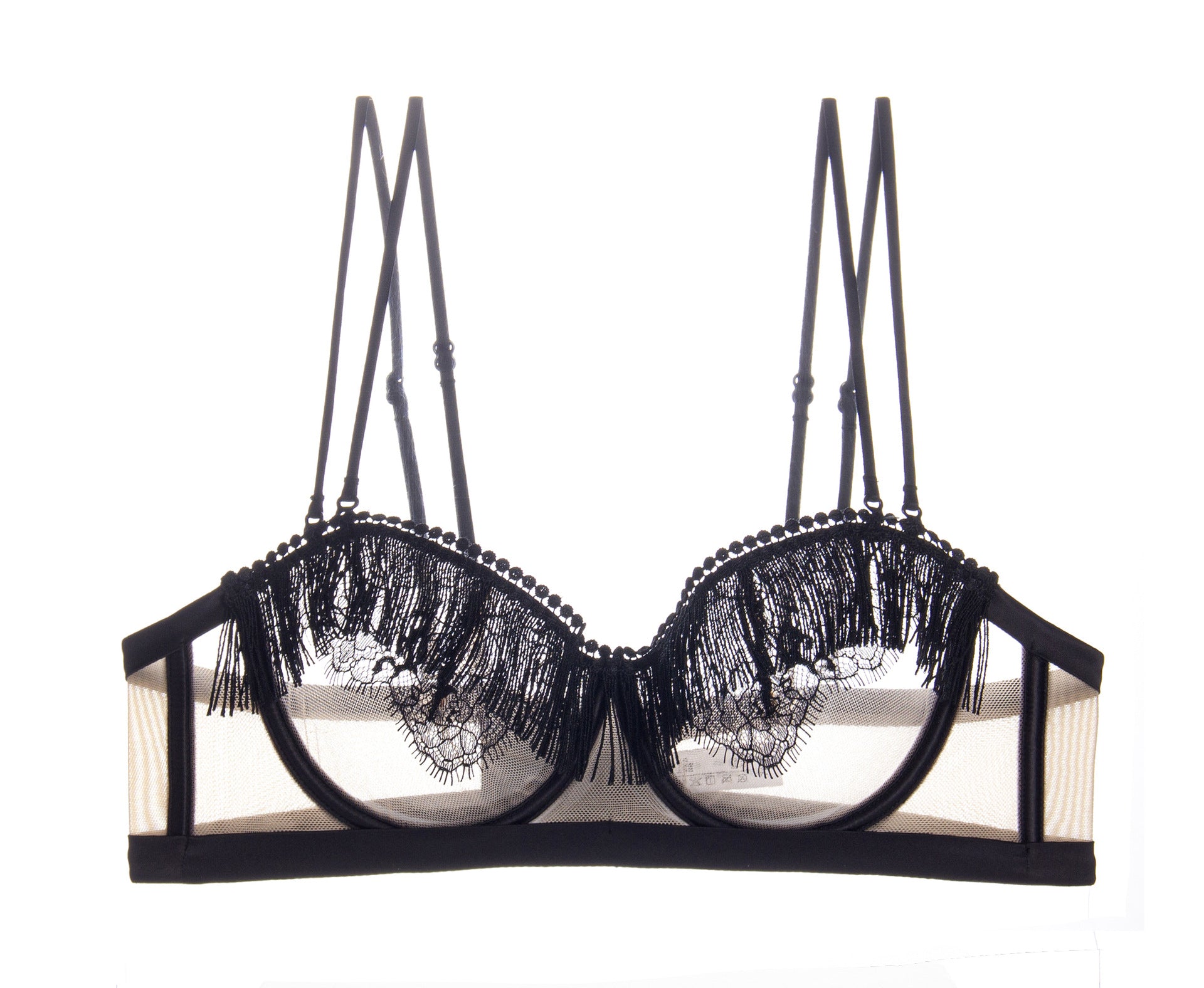 Southeast Asia cross-border fringe half cup underwear women's ultra-thin cup big breasts show small transparent mesh sex interesting bra