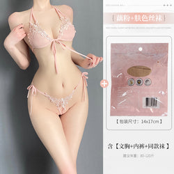Image of plus size chubby girl gospel pure lust hot stimulating erotic underwear sexy lace three-point set Valentine's Day gift