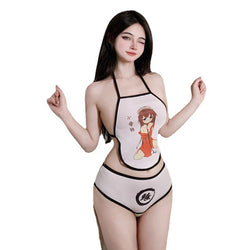 Image of Two-dimensional erotic underwear female hot sexy belly pocket comic theme role-playing slave girl training passion set