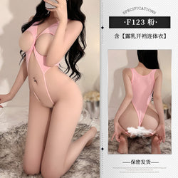 Image of 140 pounds can wear erotic underwear, uniform, passionate and sexy, no need to take off the crotch, one-piece clothes, exposed breasts, can eat F123