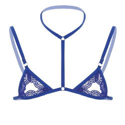 Image of Men's sexy lingerie lace three-point bra pajamas sheer panties temptation pure desire sexy bed set