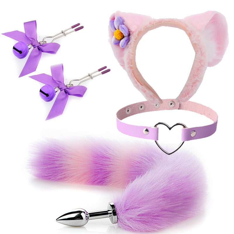 Sex mask ear hairpin backyard anal plug female supplies sm metal fun suit fox tail four-piece set