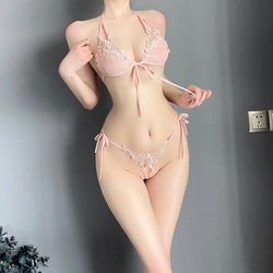 Image of plus size chubby girl gospel pure lust hot stimulating erotic underwear sexy lace three-point set Valentine's Day gift