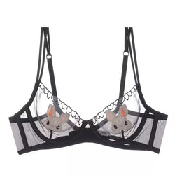 Image of Big breasts show small breasts sexy rabbit ultra-thin transparent underwear women want to gather and put down the sag and retract the accessory breasts bra set