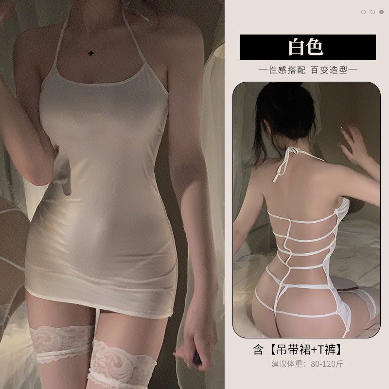 Lin Linting Sexual Emotional Fun Lingerie Backless Pajamas Small Breasts Temptation Open File Uniform Passion Free Skirt 2048