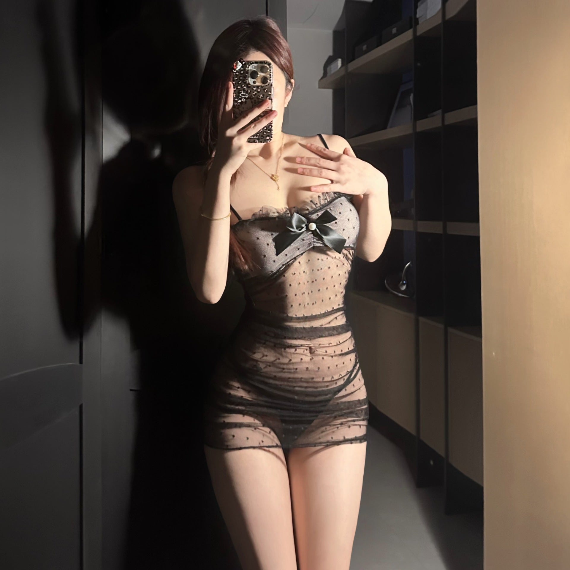 Image of Xiyun sexy lingerie sexy fun see-through hot pure desire lace suspender pajamas passionate uniform seduction set