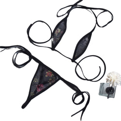 Image of Foreign trade ultra-small mini see-through bikini three-point adult sex game underwear set strap-free V012