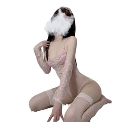 Image of Charming sex erotic lingerie integrated bunny girl lace stripless seduction set uniform passionate sex nightdress