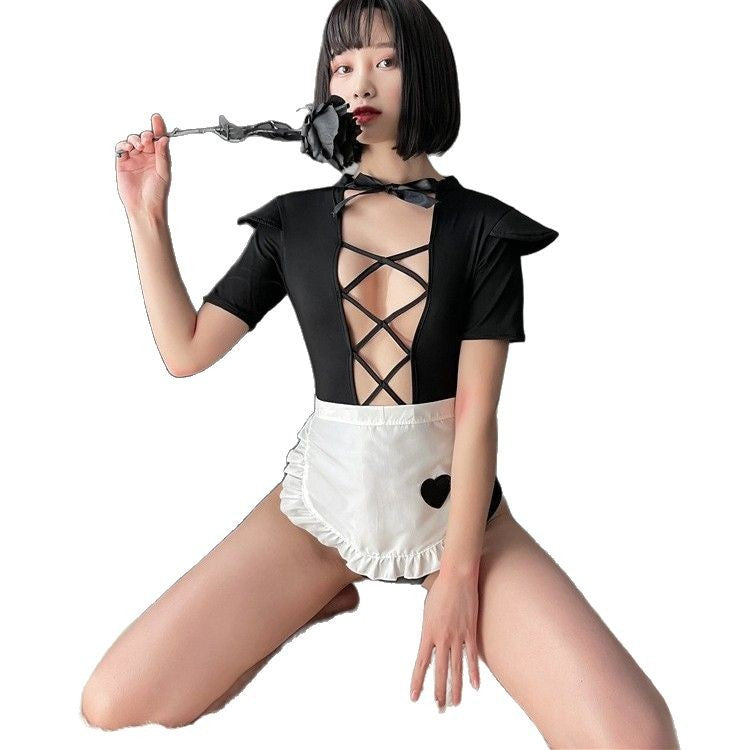 Guanyun sexy underwear, sexy hollow style, lace-up fungus lace, a dress, more lace maid skirts, one-piece clothes