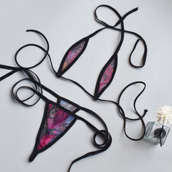 Image of Foreign trade ultra-small mini see-through bikini three-point adult sex game underwear set strap-free V012