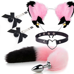 Image of Sex mask ear hairpin backyard anal plug female supplies sm metal fun suit fox tail four-piece set