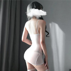 Image of Sexy lingerie package ass short skirt stockings one-piece sexy print transparent flirting tight-fitting sexy stockings