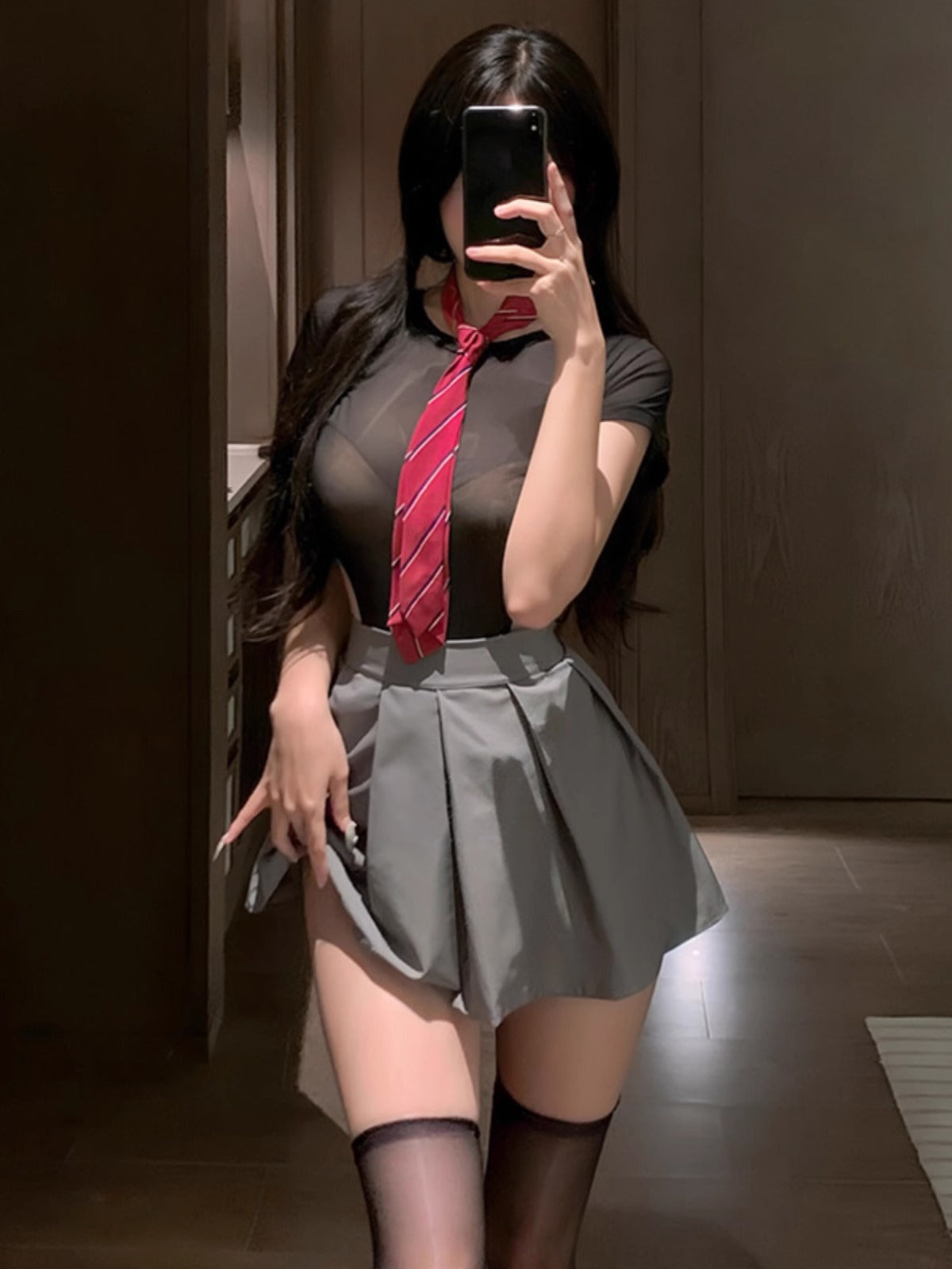 Salt Campus Girlfriend Open Crotch Dead Kushui JK Uniform Two Piece Suit Sexy Pure Desire Showing Buttocks Free Temptation Clothes