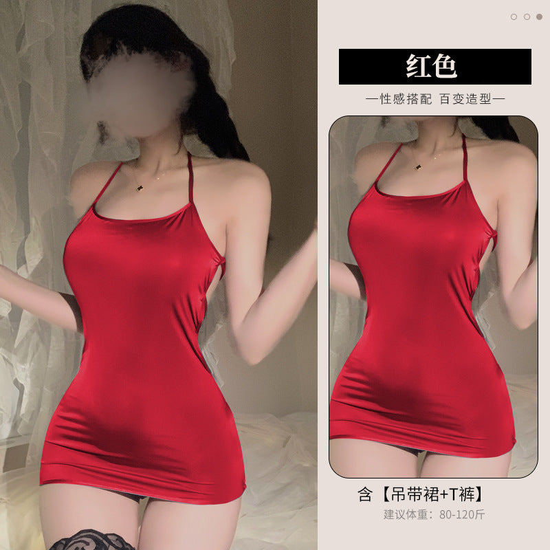 Lin Linting Sexual Emotional Fun Lingerie Backless Pajamas Small Breasts Temptation Open File Uniform Passion Free Skirt 2048