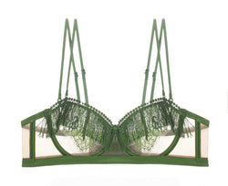 Image of Southeast Asia cross-border fringe half cup underwear women's ultra-thin cup big breasts show small transparent mesh sex interesting bra