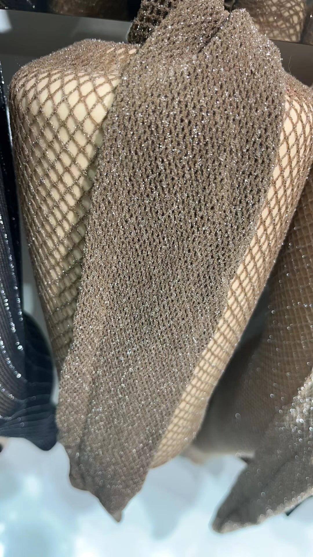 Image of European and American feminine gold and silver silk fishnet pantyhose gold wire mesh stockings silver silk mesh stockings bright silk stockings bright silk bottom stockings women
