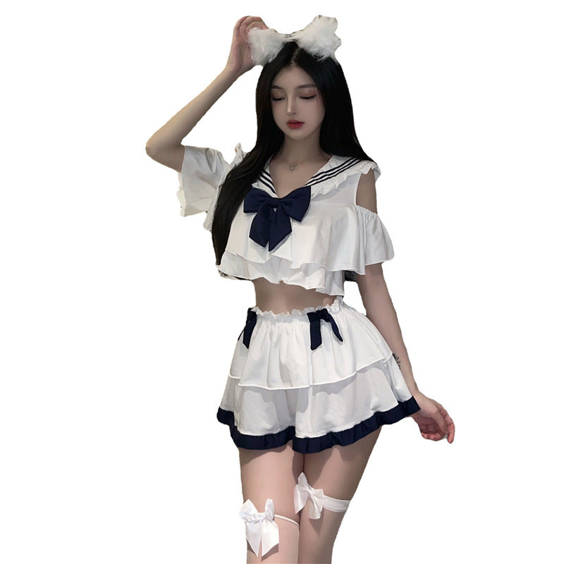 Image of Erotic lingerie maid costume small breasts big Japanese student costume pure desire temptation pajamas pure love sexy JK uniform girl