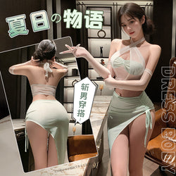Image of Fei Mu personality drawstring can show the buttocks and cut the men's suit flirting sexy pure desire see-through pajamas ZY05 erotic underwear