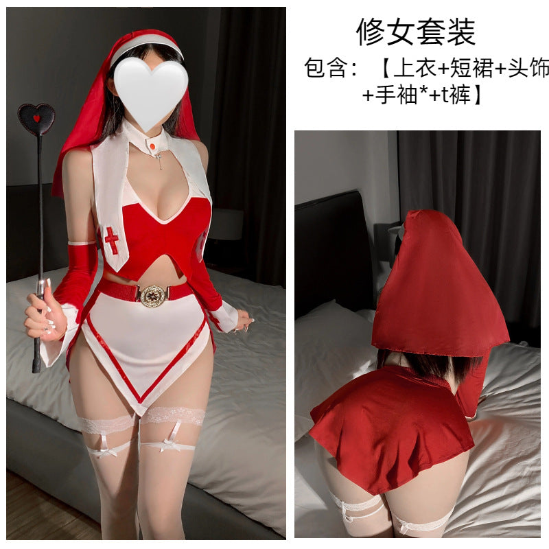 Image of Dirty Rabbit Erotic Lingerie Punishment Nun Halloween Cosplay Cos Outfit Uniform Temptation Pure Lust Free