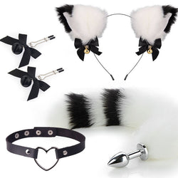 Image of Sex mask ear hairpin backyard anal plug female supplies sm metal fun suit fox tail four-piece set