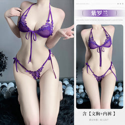 Image of plus size chubby girl gospel pure lust hot stimulating erotic underwear sexy lace three-point set Valentine's Day gift
