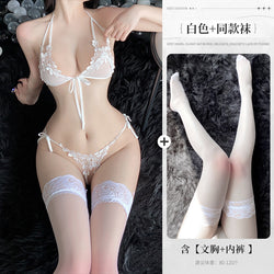 Image of plus size chubby girl gospel pure lust hot stimulating erotic underwear sexy lace three-point set Valentine's Day gift