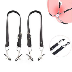 Image of Adult couple flirting sex products wholesale female penis clamp pleasure device four clip breast clip sex toys