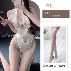 Image of Mei Zhilan European and American cutout erotic lingerie sexy strap cross bondage jumpsuit transparent suspenders backless outfit