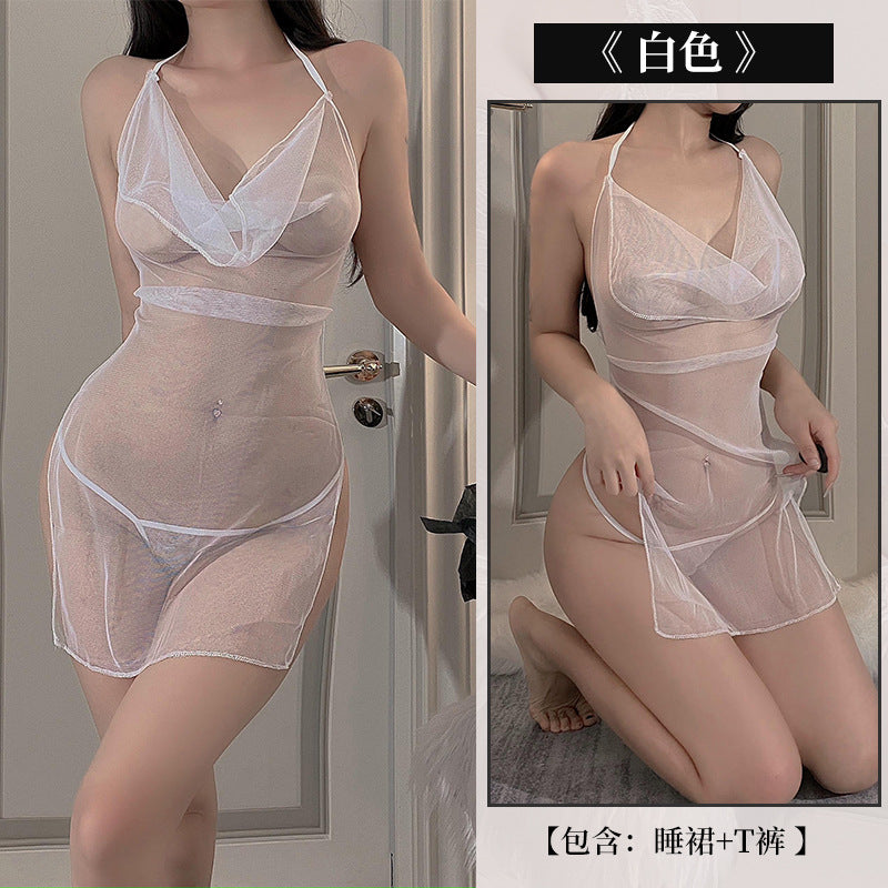 New Plus Size Pan Jinlian Sexy Temptation Mesh Belly Pocket Pajamas Erotic Lingerie Passion Hot Set Available Wholesale