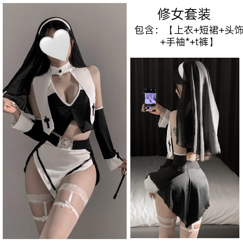 Dirty Rabbit Erotic Lingerie Punishment Nun Halloween Cosplay Cos Outfit Uniform Temptation Pure Lust Free