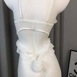 Image of Gardenia Sex Lingerie Bunny Girl Cute Lace One-piece Slim Sheer Strap Bundle Set Wholesale 8012