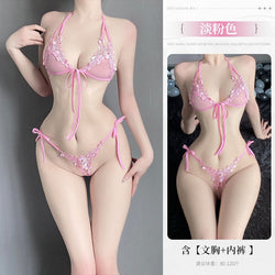Image of plus size chubby girl gospel pure lust hot stimulating erotic underwear sexy lace three-point set Valentine's Day gift