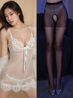Image of plus size sexy pajamas extreme seduction see-through erotic lingerie sassy lace transparent nightdress passion sundress set