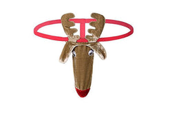 Image of Christmas deer erotic lingerie men's reindeer bell erotic suspender panties holiday carnival party outfit