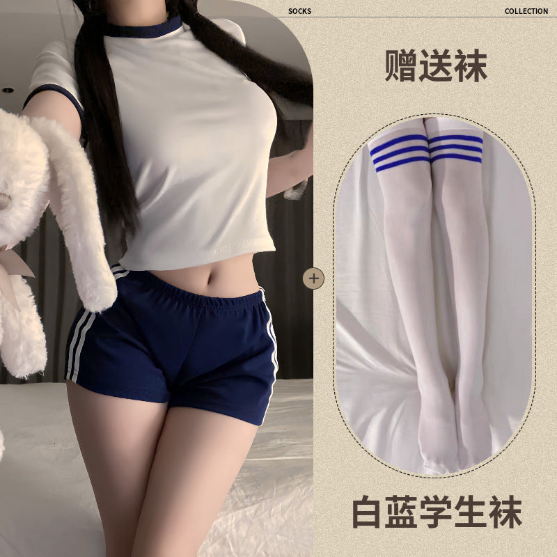 Erotic underwear, female dead reservoir, sexy one-piece open file, student gymnastics suit set drop shipping