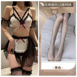 Image of Cherry temptation erotic underwear uniform seduction sexy pure desire free maid costume cute split maid suit