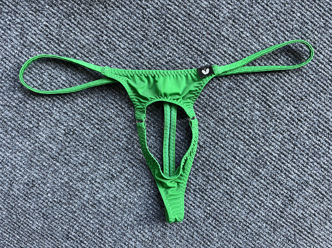 [factory] gay loose ice silk men's Thong pants low waist leaky J underwear sex men's thong
