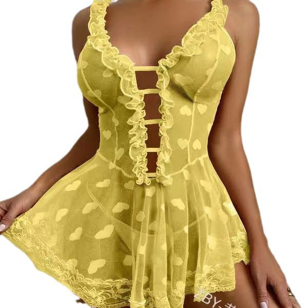 Yaguo foreign trade sex underwear see-through lace short skirt ultra-thin fairy feminine sense temptation passion nightdress drop wholesale