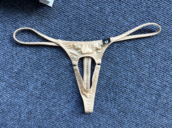 Image of [factory] gay loose ice silk men's Thong pants low waist leaky J underwear sex men's thong