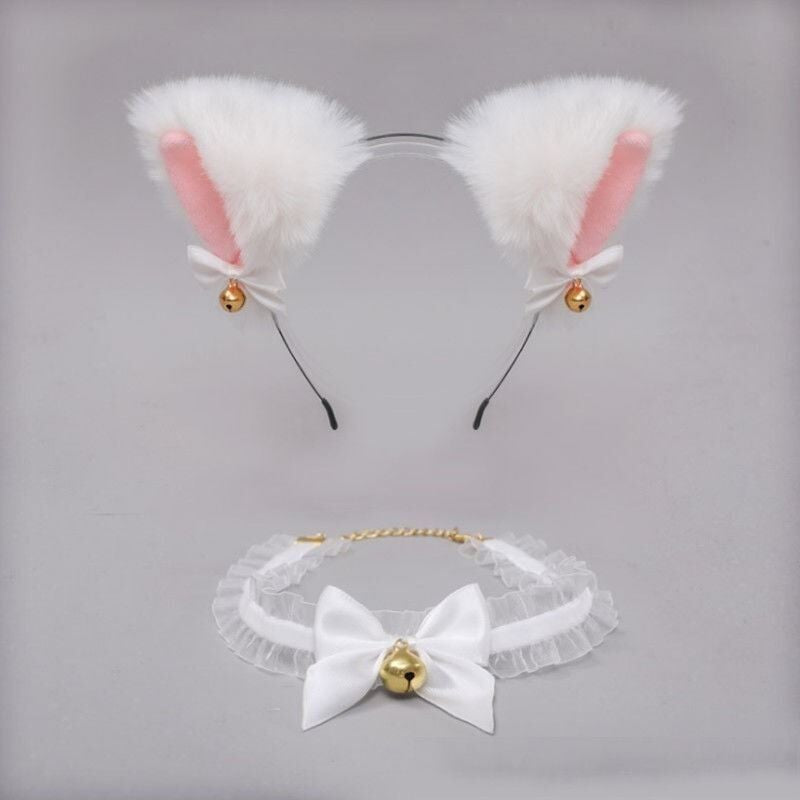 Image of women cat ears headbands bell collars flirting sex utensils teasing lingerie accessories uniform headdress sex accessories women
