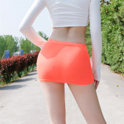 Image of Erotic lingerie uniform pure desire to take off miniskirt sexy see-through ultra-thin ice silk skirt hip skirt transparent temptation