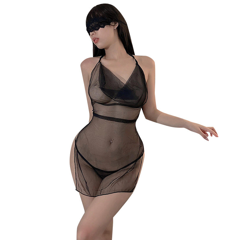 New Plus Size Pan Jinlian Sexy Temptation Mesh Belly Pocket Pajamas Erotic Lingerie Passion Hot Set Available Wholesale