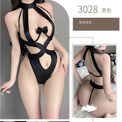 Image of Mei Zhilan European and American cutout erotic lingerie sexy strap cross bondage jumpsuit transparent suspenders backless outfit