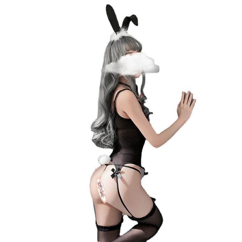Image of erotic lingerie feminine bunny girl uniform temptation transparent stockings set cosplay wholesale dropshipping 3708