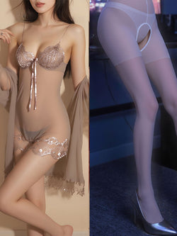 Image of plus size sexy pajamas extreme seduction see-through erotic lingerie sassy lace transparent nightdress passion sundress set